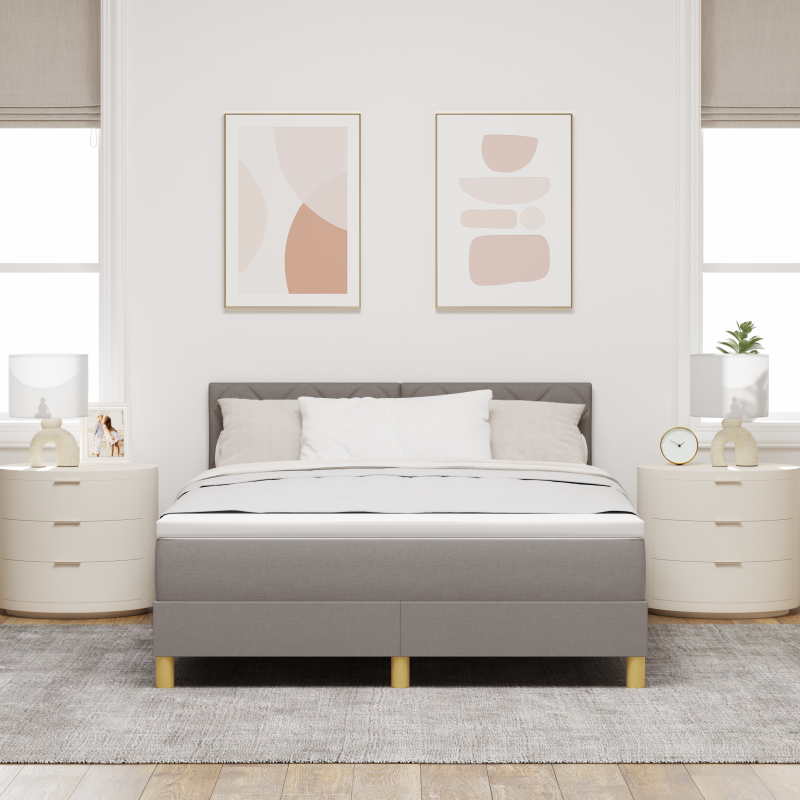 Boxspringbett mit Matratze & LED Taupe 140x200 cm Stoff