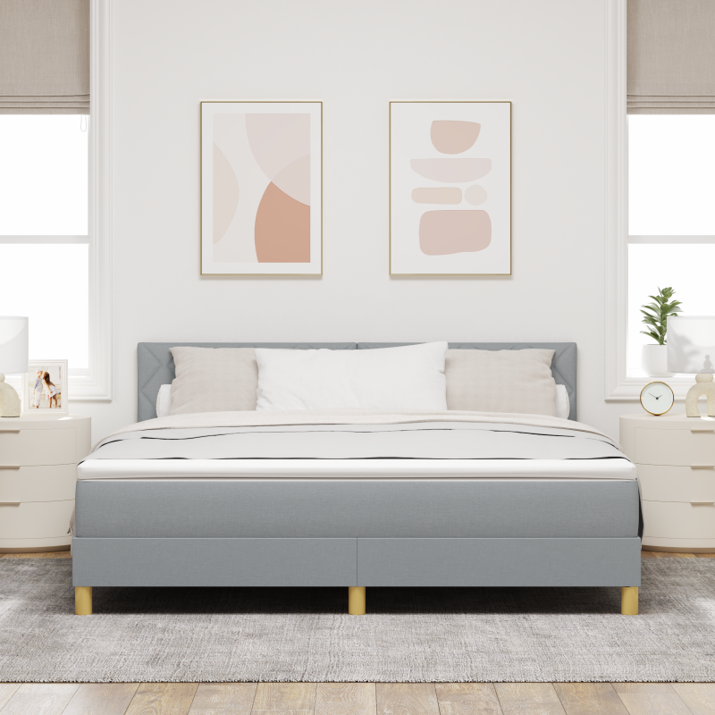 Boxspringbett mit Matratze & LED Hellgrau 180x200 cm Stoff