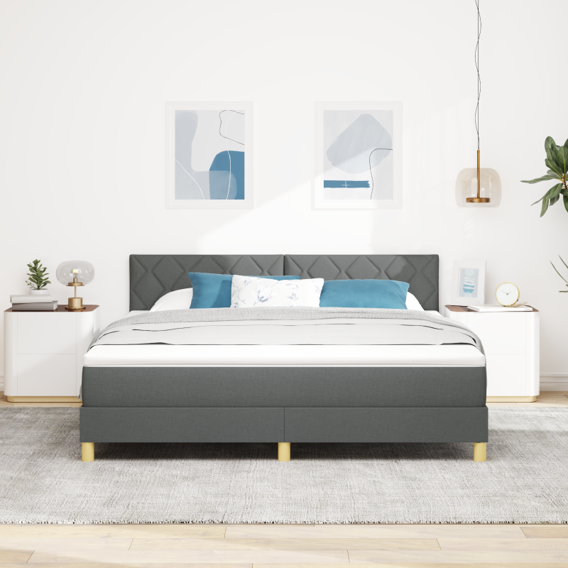 Boxspringbett mit Matratze & LED Dunkelgrau 180x200 cm Stoff