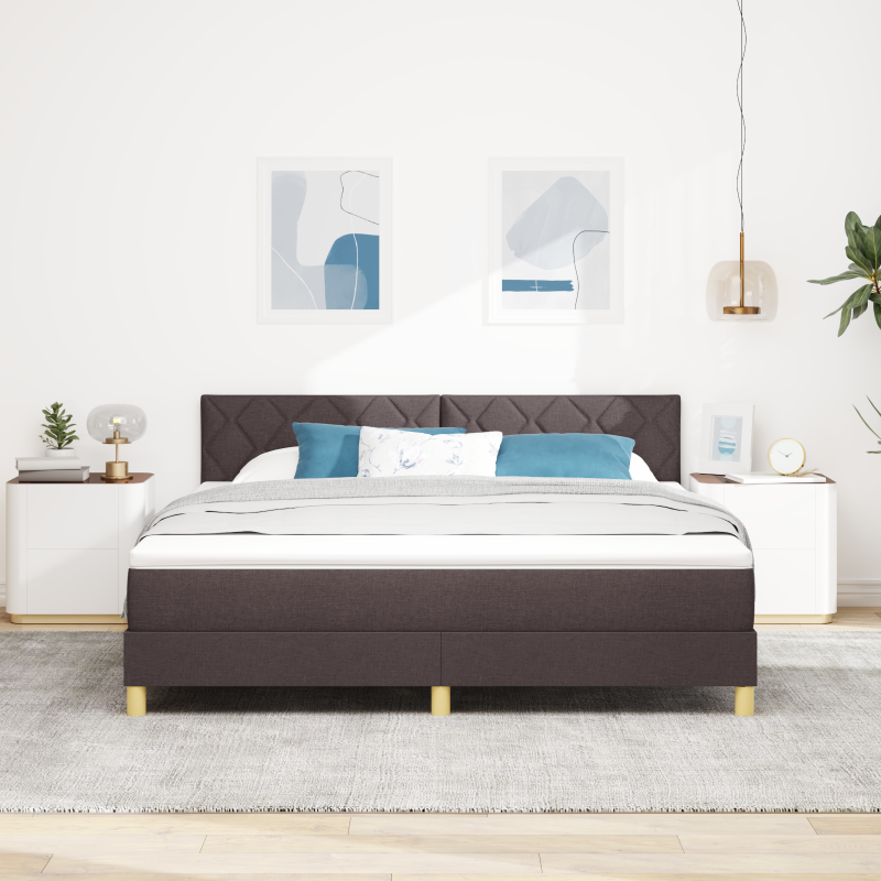 Boxspringbett mit Matratze & LED Dunkelbraun 180x200 cm Stoff