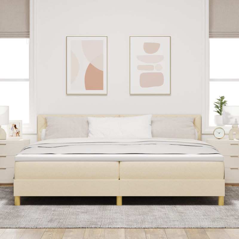 Boxspringbett mit Matratze & LED Creme 200x200 cm Stoff