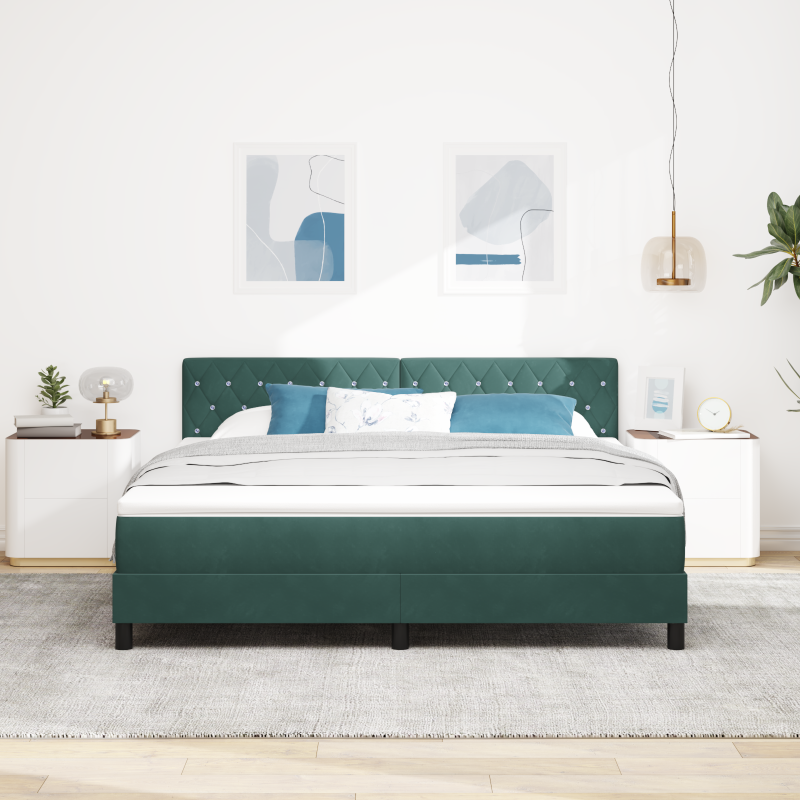 Boxspringbett mit Matratze & LED Dunkelgrün 180x200 cm Samt