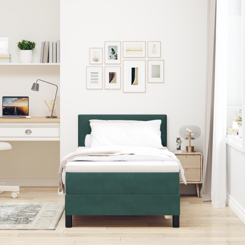 Boxspringbett mit Matratze & LED Dunkelgrün 80x200 cm Samt