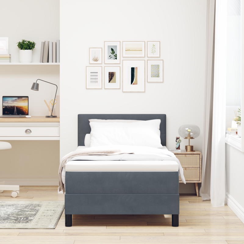 Boxspringbett mit Matratze & LED Dunkelgrau 90x200 cm Velvet