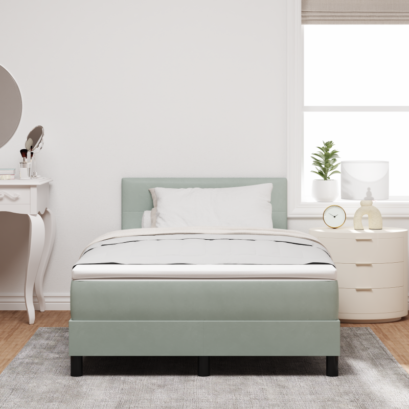 Boxspringbett mit Matratze & LED Licht Grau 120x200 cm Samt