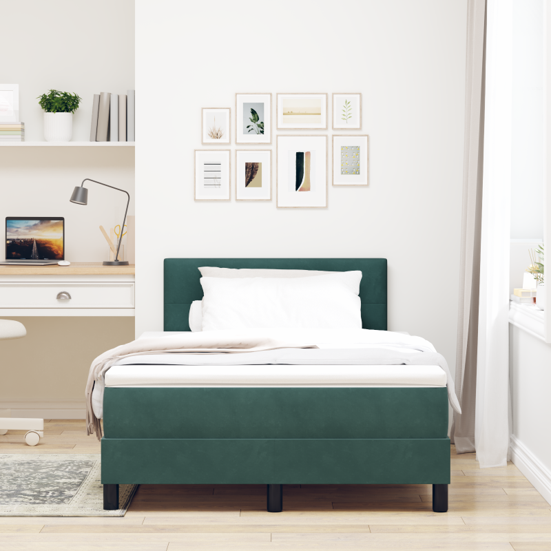 Boxspringbett mit Matratze & LED Dunkelgrün 120x200 cm Samt