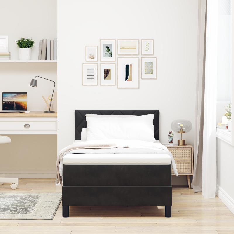 Boxspringbett mit Matratze & LED Schwarz 100x200 cm Samt