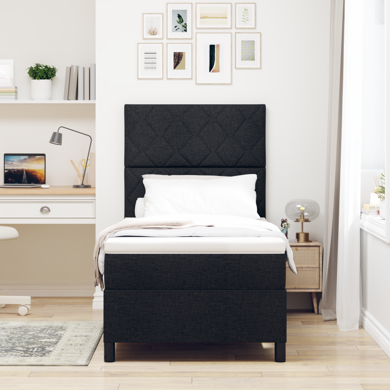 Boxspringbett mit Matratze & LED Schwarz 100x200 cm Stoff