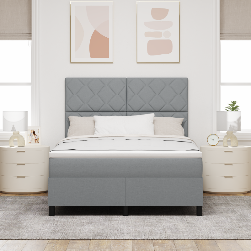 Boxspringbett mit Matratze & LED Licht Grau 140x200 cm Stoff