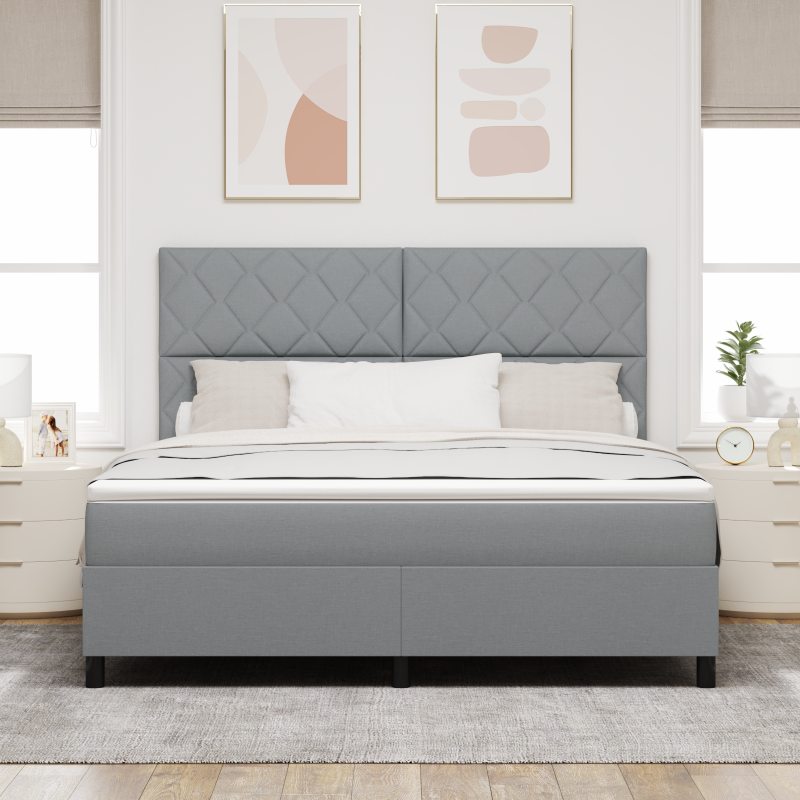 Boxspringbett mit Matratze & LED-Licht Grau 180x200 cm Stoff
