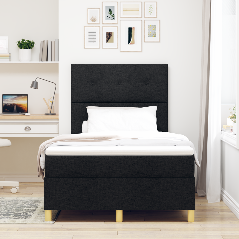 Boxspringbett mit Matratze & LED Schwarz 120x200 cm Stoff