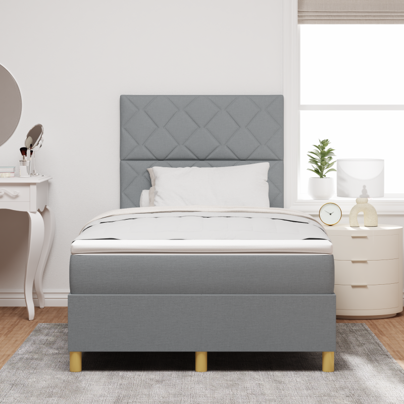 Boxspringbett mit Matratze & LED Hellgrau 120x200 cm Stoff