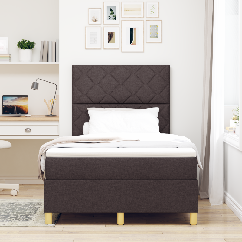 Boxspringbett mit Matratze & LED Dunkelbraun 120x200 cm Stoff