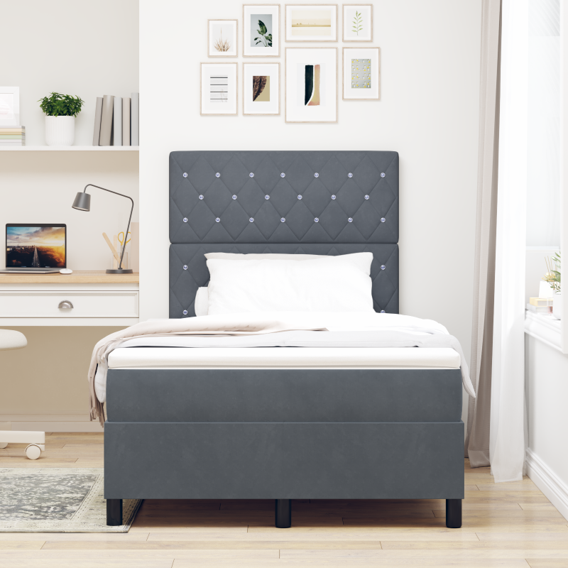 Boxspringbett mit Matratze & LED Dunkelgrau 120x200 cm Samt