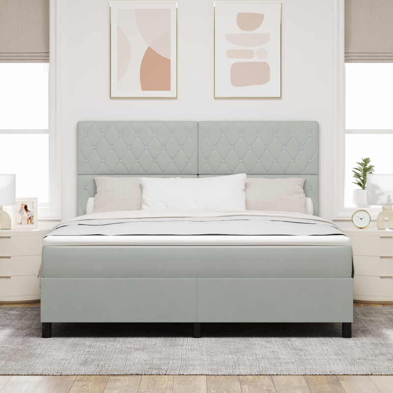 Boxspringbett mit Matratze & LED Licht Grau 180x200 cm Samt