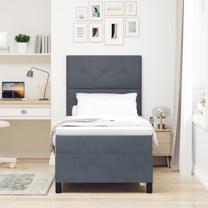 Boxspringbett mit Matratze & LED Dunkelgrau 80x200 cm Samt