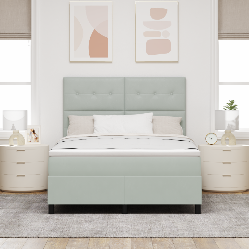 Boxspringbett mit Matratze & LED Licht Grau 160x200 cm Velvet