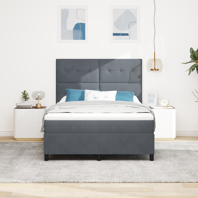 Boxspringbett mit Matratze & LED Dunkelgrau 160x200 cm Samt
