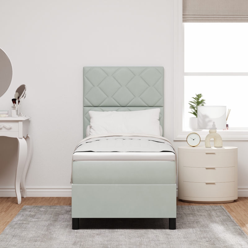 Boxspringbett mit Matratze & LED Licht Grau 80x200 cm Samt