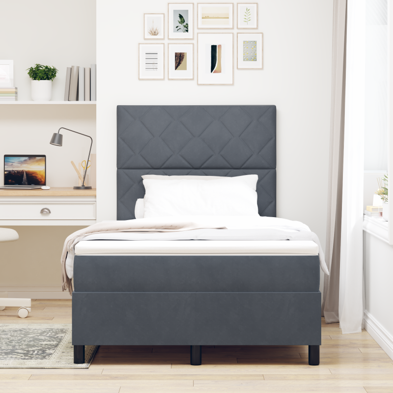 Boxspringbett mit Matratze & LED Dunkelgrau 120x200 cm Velvet