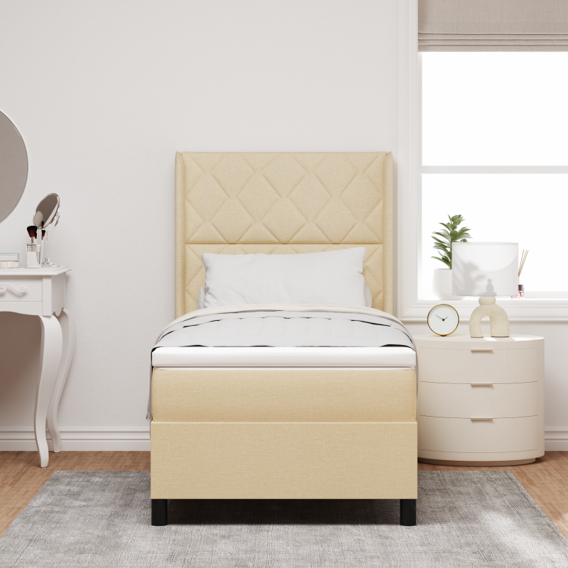 Boxspringbett mit Matratze & LED Creme 100x200 cm Stoff