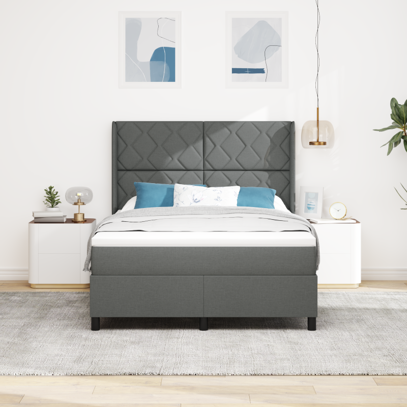 Boxspringbett mit Matratze & LED Dunkelgrau 160x200 cm Stoff