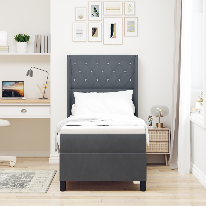 Boxspringbett mit Matratze & LED Dunkelgrau 80x200 cm Samt
