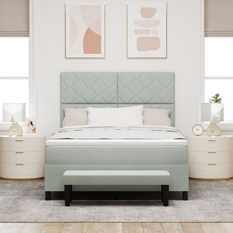 Boxspringbett Dunkelgrau mit Matratze 180x200 cm Stoff