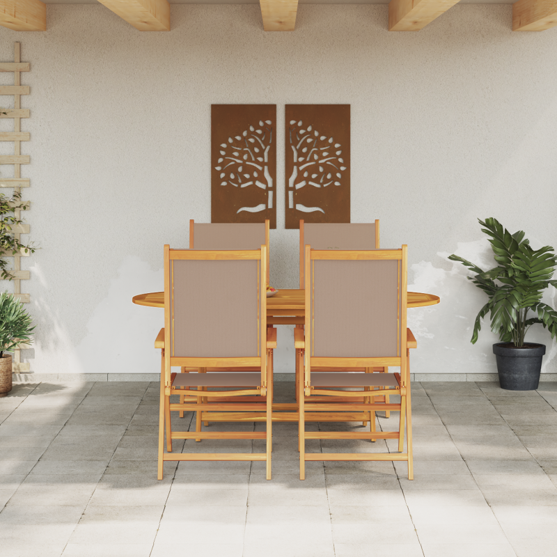 5-teiliges Garten Essset Taupe aus solidem Akazienholz
