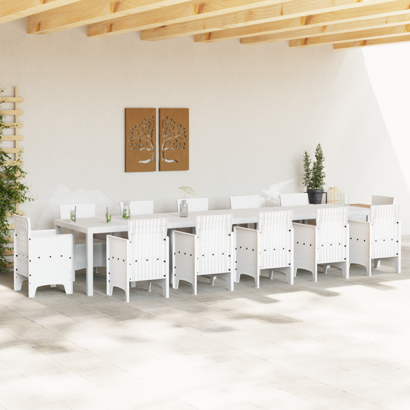 Gartentisch Weiß 400x100x73 cm Poly Rattan