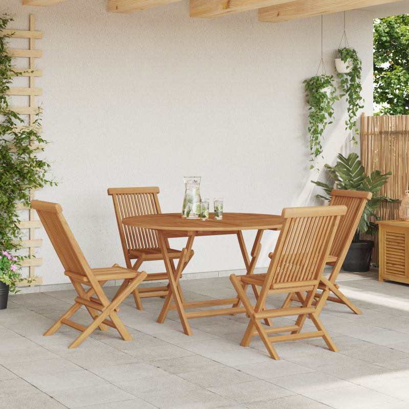 5-teiliges Garten Essset Massivholz Teak