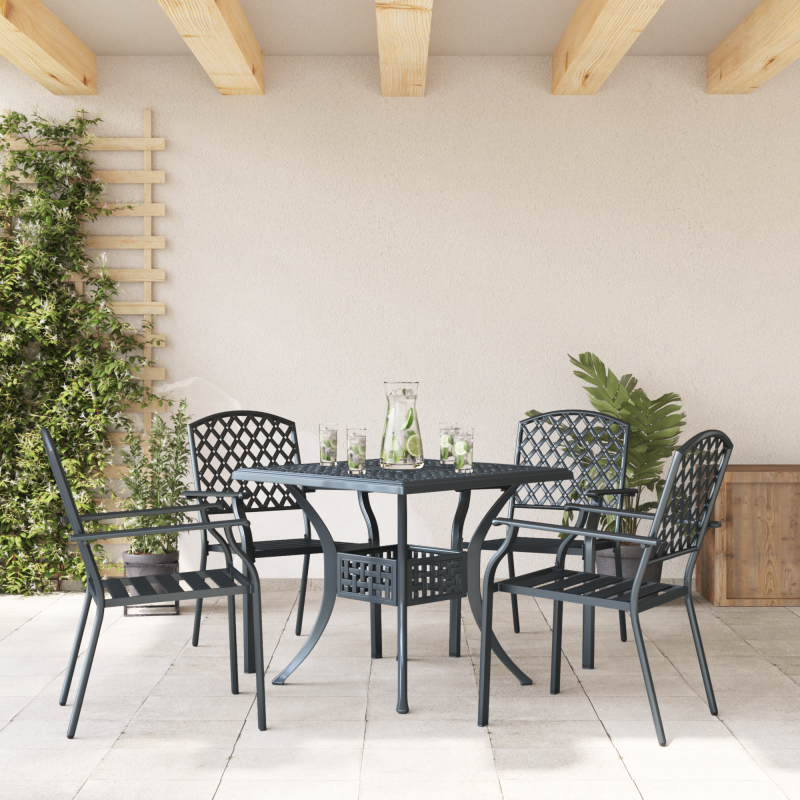 Gartenstühle 4er Set Stapelbar Anthrazit Stahl