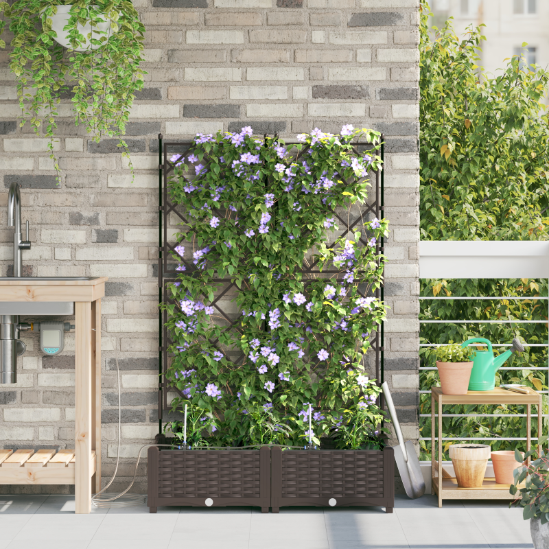 Gartenpflanzkästen mit Bewässerungssystem 2 Stück Braun