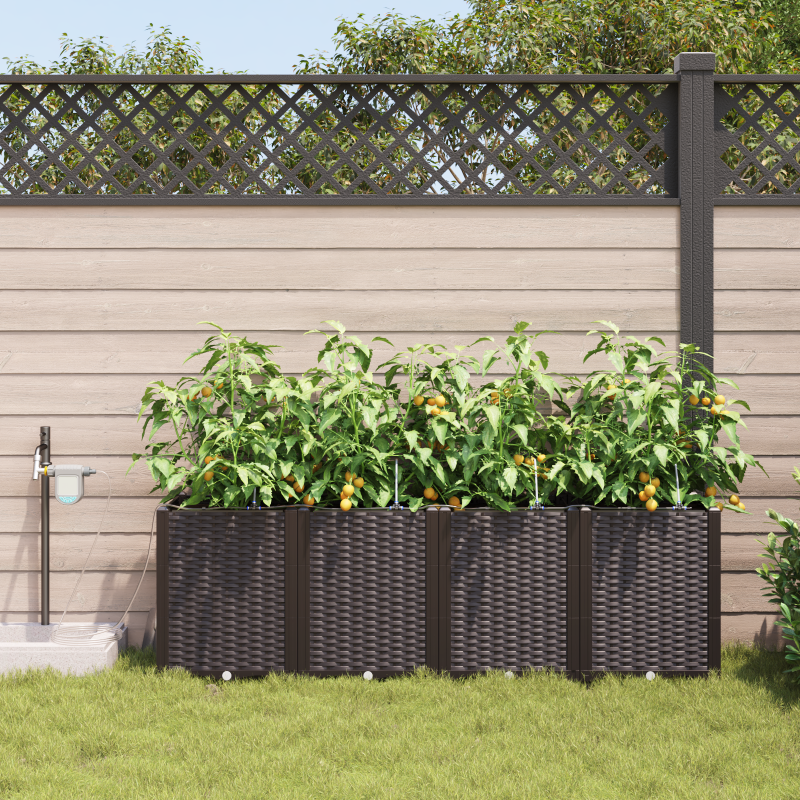 Gartenpflanzgefäße mit Bewässerungssystem 4 Stück Braun