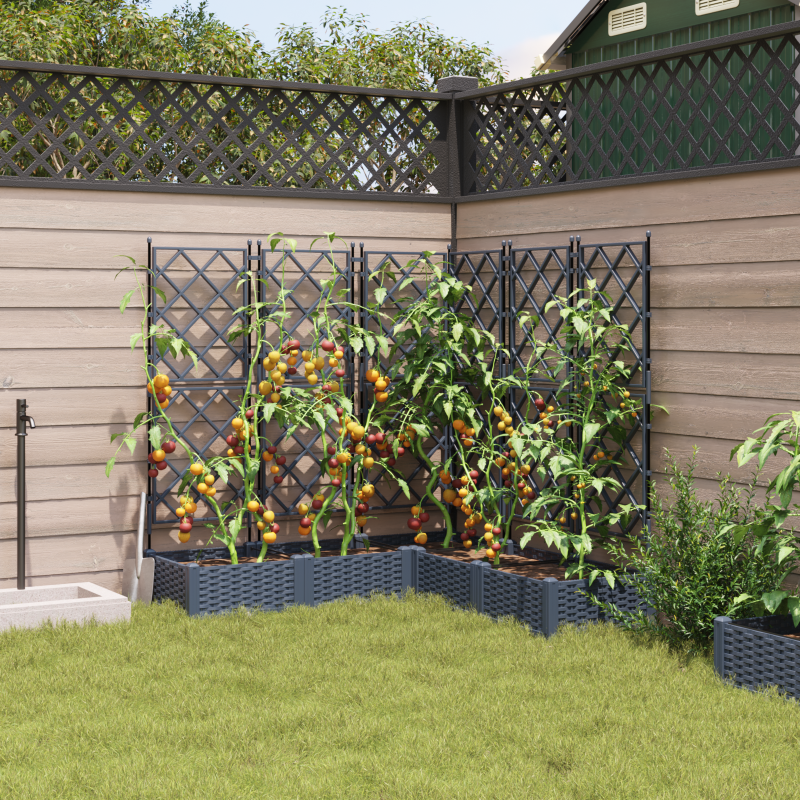 Gartenpflanzer mit Gitter 5 Stk Grau 120x120x125,5 cm