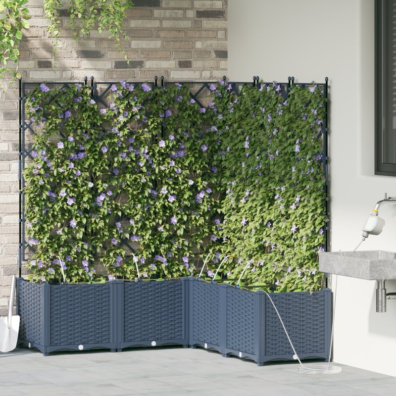 Gartenpflanzer mit Bewässerungssystem 5 Stück Grau