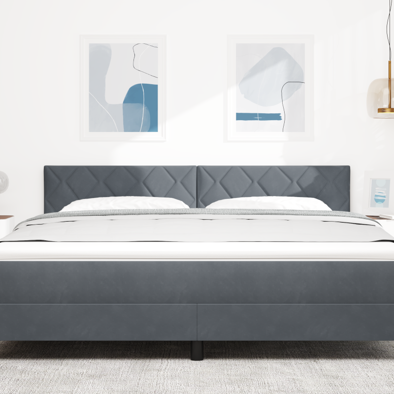 Boxspringbett mit Matratze & Bank in Hellgrau 100x200 cm aus Stoff
