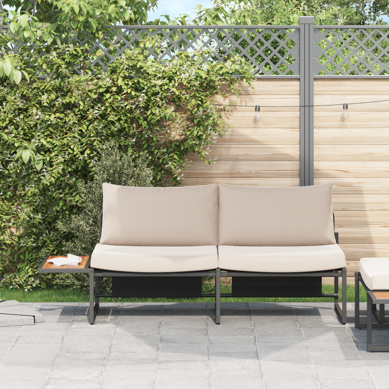 2-Sitzer Garten-Sofa mit Taupe-Kissen