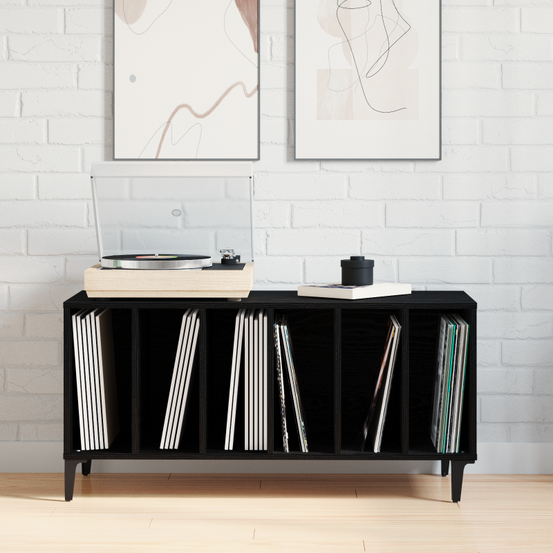 Aufbewahrungsschrank in schwarzer Eiche - 100x38x48 cm aus Holzwerkstoff