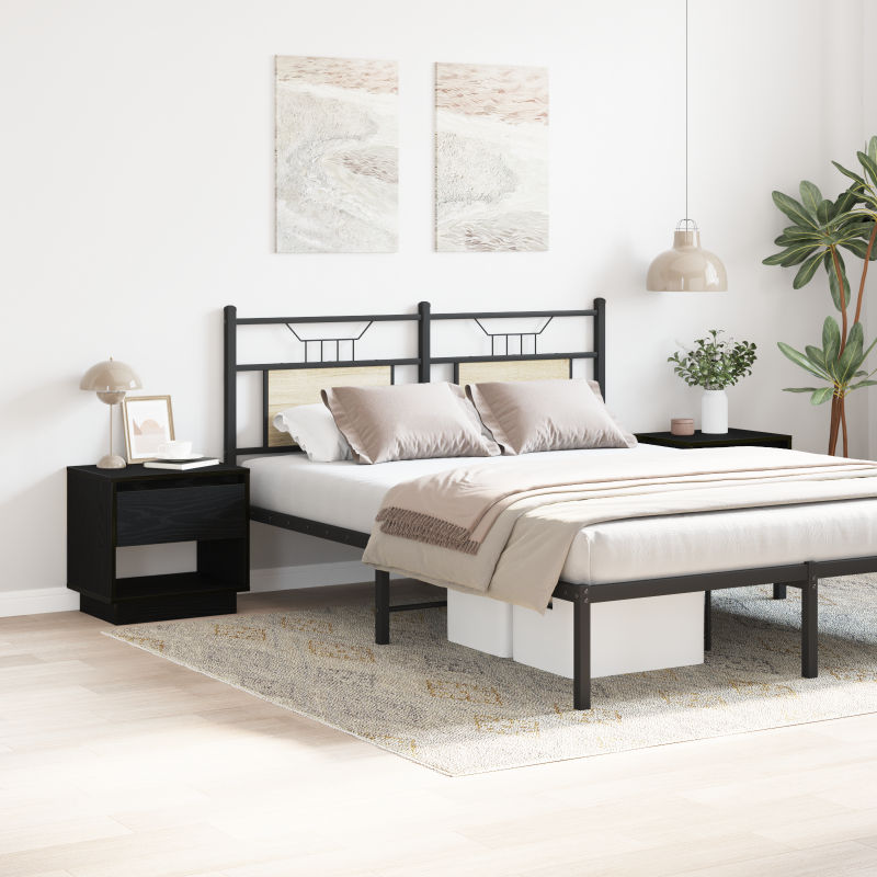 Nachttisch 2 Stück Schwarz Eiche 45x34x49 cm Holzwerkstoff