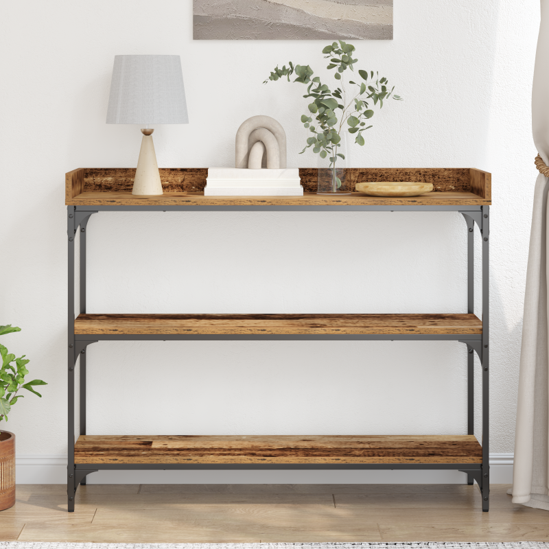 Konsolentisch Alte Eiche 100x30x80 cm Ingenieusholz und Stahl