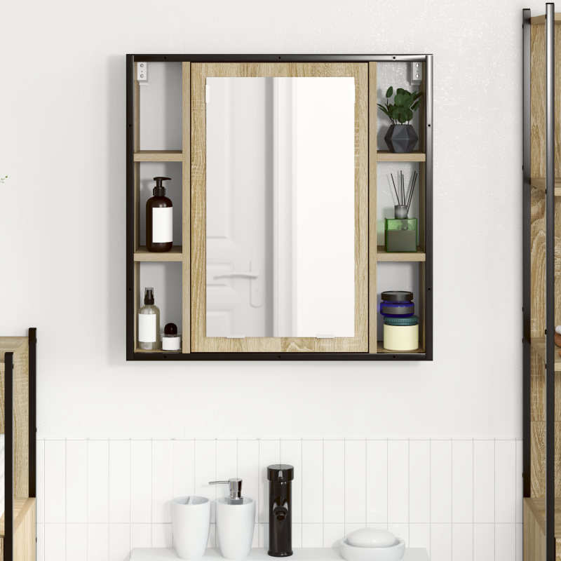 Badezimmer Waschbecken Licht Eiche Spanplatte Medium Aufbewahrung
