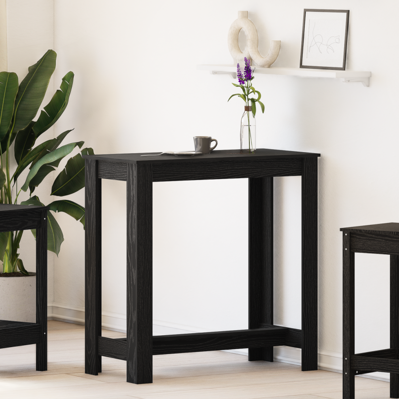 Bartisch aus schwarzem Eichenholz 102x50x103,5 cm aus Ingenieurholz