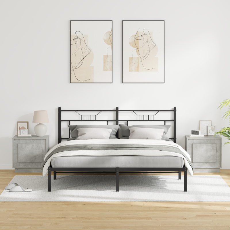 Nachttische mit LED-Lichtern 2 Stück Beton Grau 44x34,5x45 cm