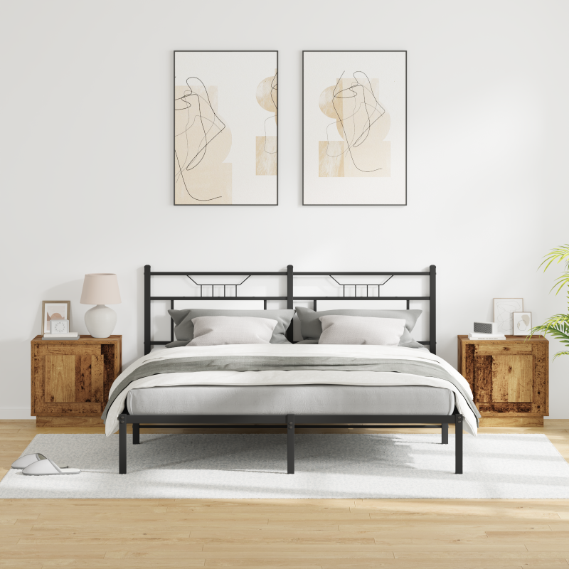 Nachttische mit LED-Lichtern 2 Stück Altholz 44x34,5x45 cm