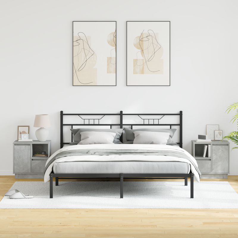 Nachttische mit LED 2 Stück Beton Grau 50x34,5x50 cm