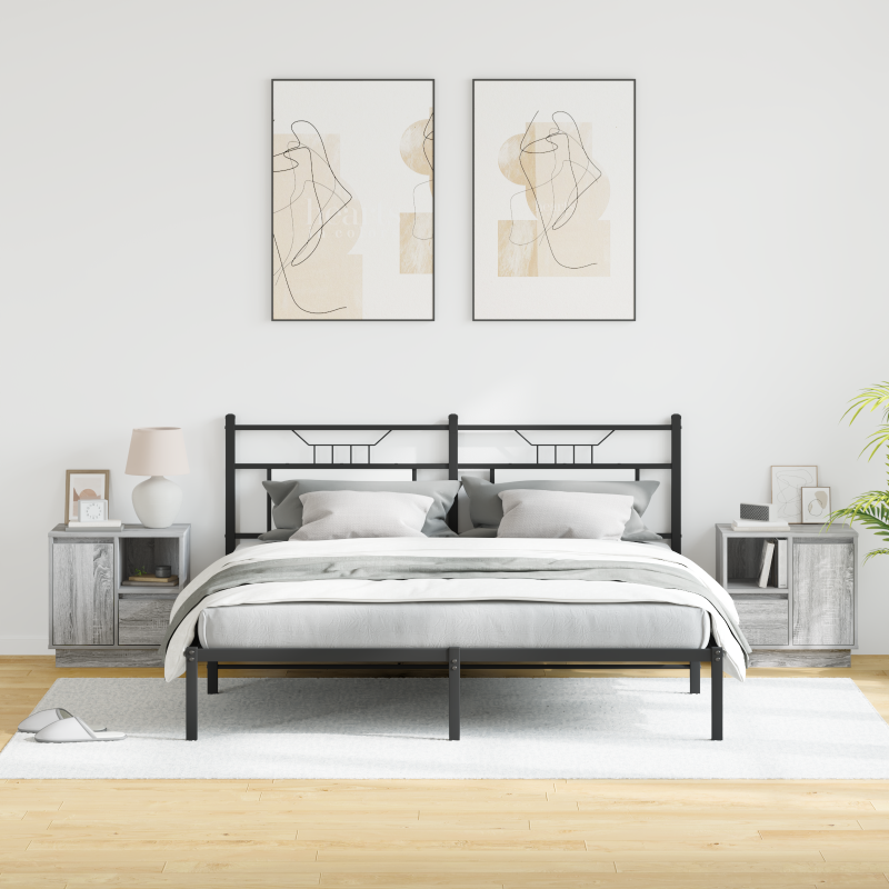 Nachttische mit LED 2 Stück Grau Sonoma 50x34,5x50 cm