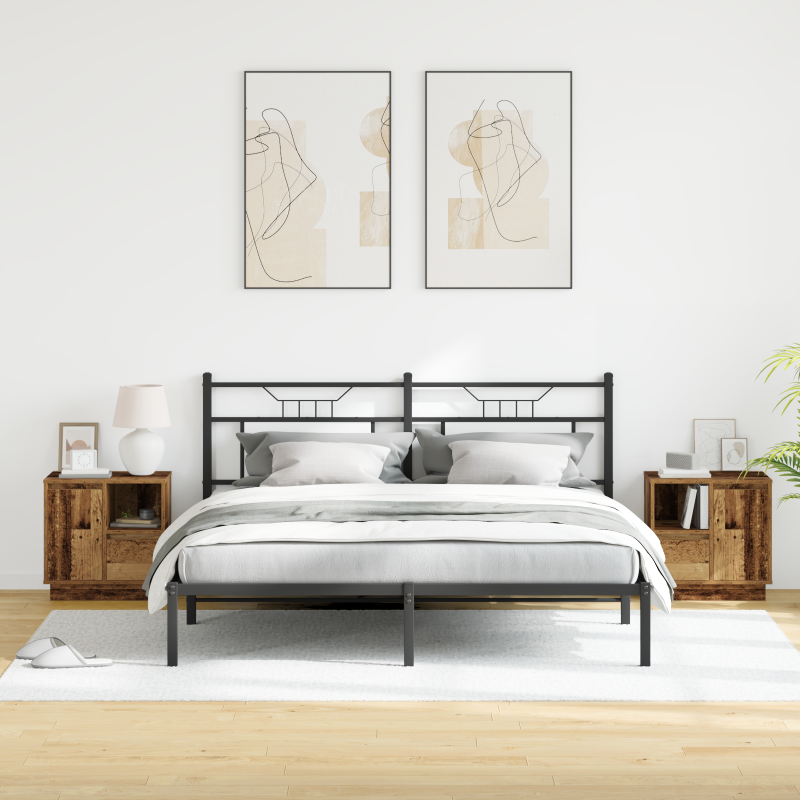 Nachttische mit LED 2er Set Altes Holz 50x34,5x50 cm