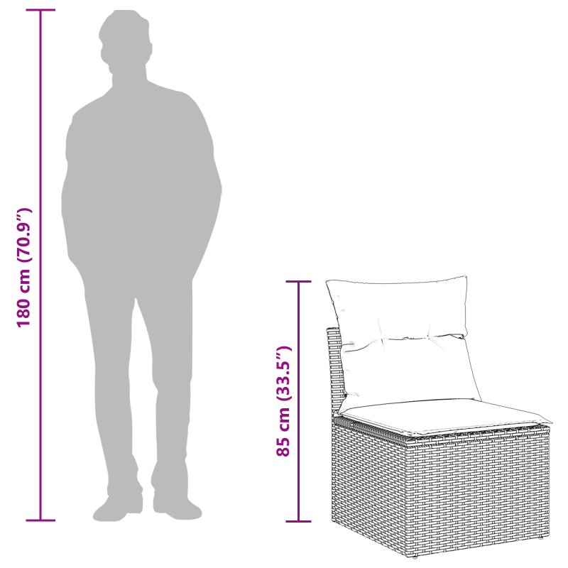 8-teiliger Garten Sofa Set mit Kissen Braun Poly Rattan