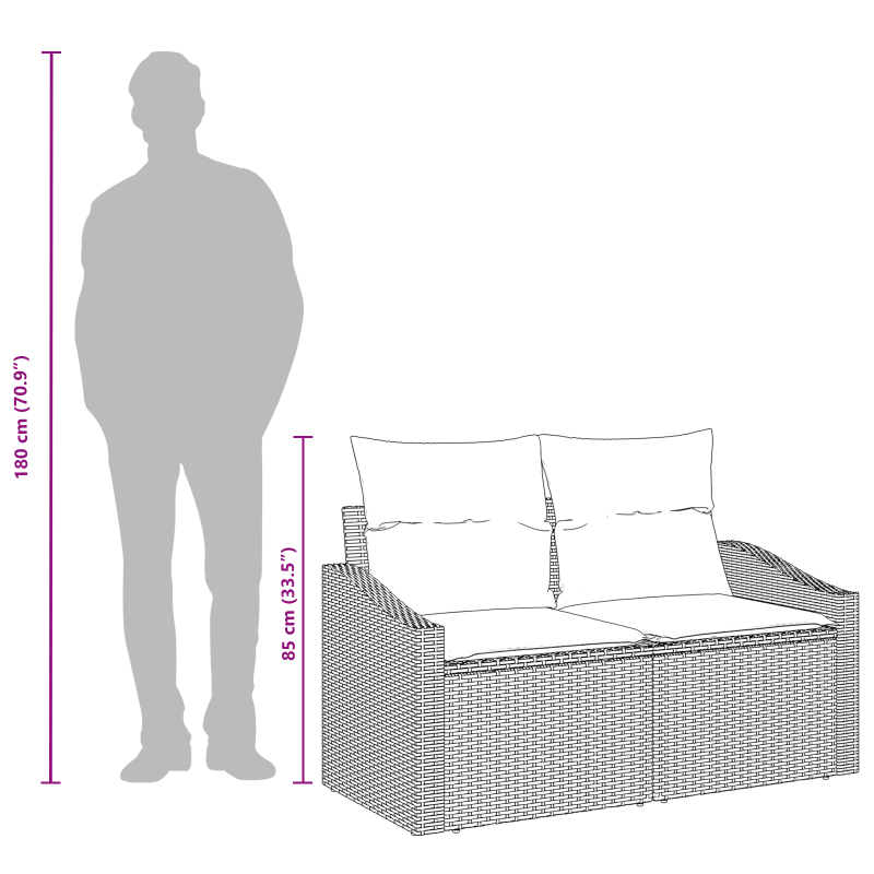 2-Sitzer Gartenbank mit Stauraum & Kissen Braun Poly Rattan